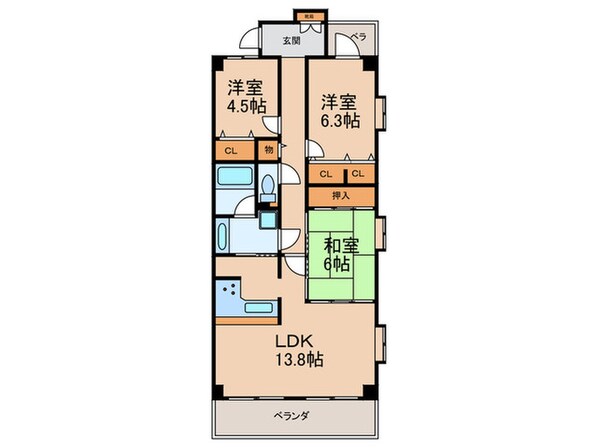 ファミール久留米城南（６０５）の物件間取画像